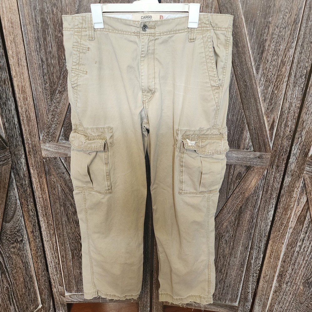 Levi's Pants Men's 36x34 Khaki‎ Cargo Loose Straight Baggy Y2K Vintage Destroyed